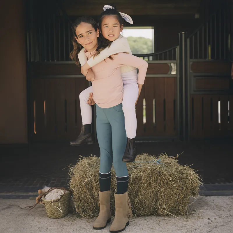 Kentucky Sammy Junior Girls Full Grip Riding Tights - Emerald-3