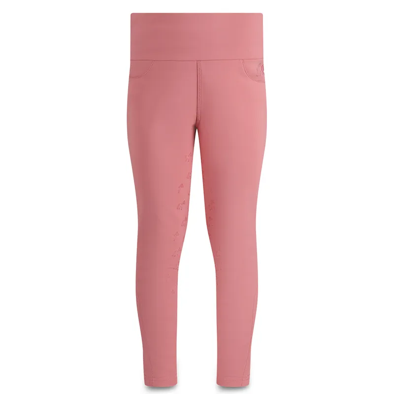 Kentucky Sammy Junior Girls Full Grip Riding Tights - Old Rose-1