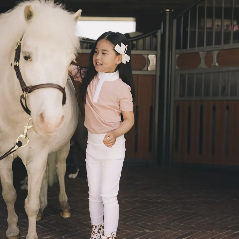 Kentucky Sammy Junior Girls Full Grip Riding Tights - White-8