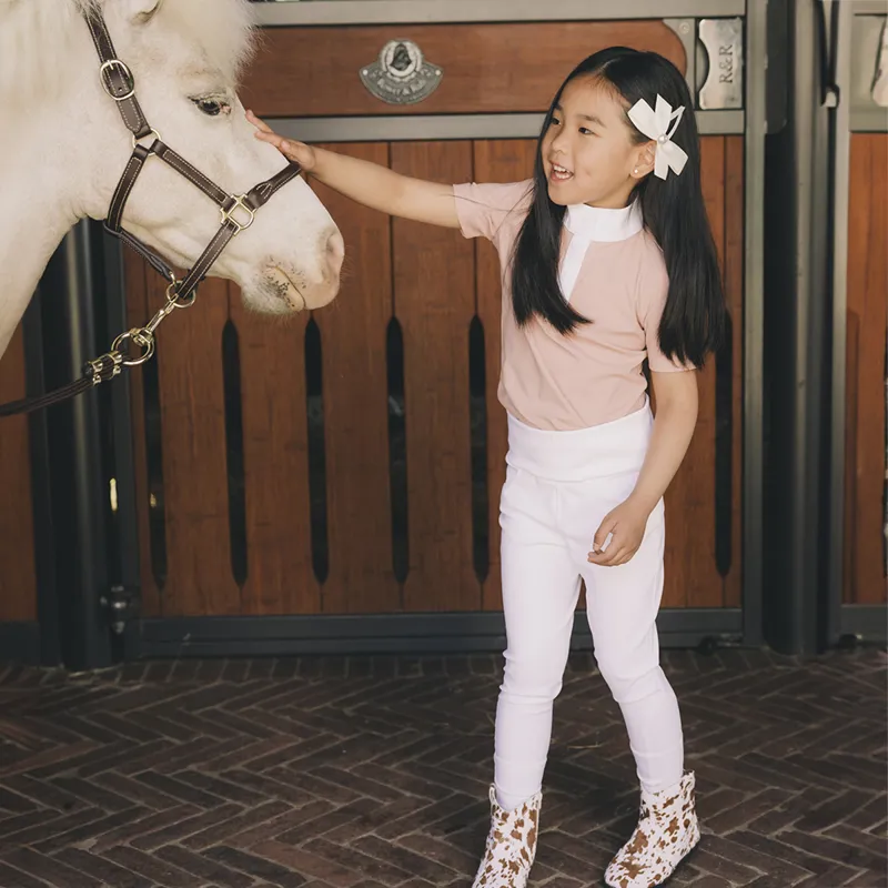 Kentucky Sammy Junior Girls Full Grip Riding Tights - White-6