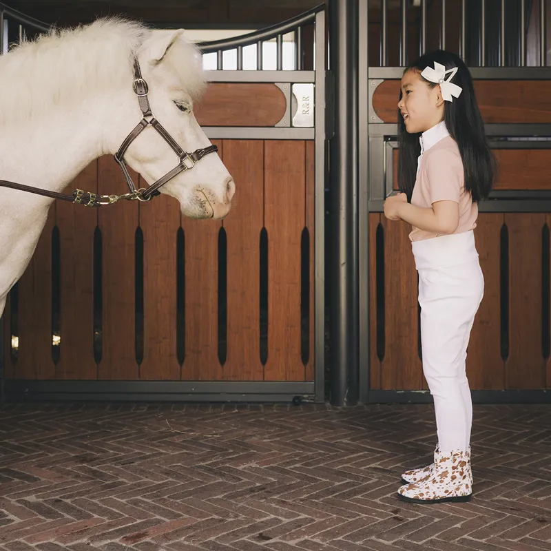 Kentucky Sammy Junior Girls Full Grip Riding Tights - White-5