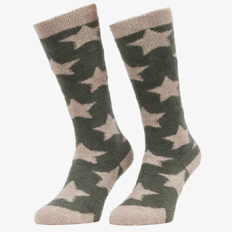 LeMieux Sasha Star Fluffies Adults Tall Socks - Almond