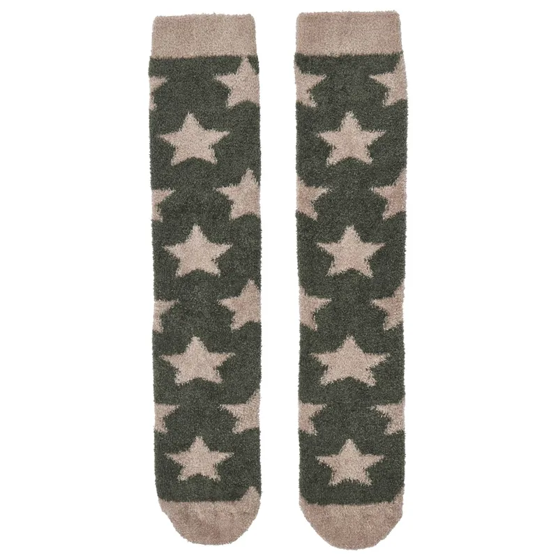 LeMieux Sasha Star Fluffies Adults Tall Socks - Almond-1