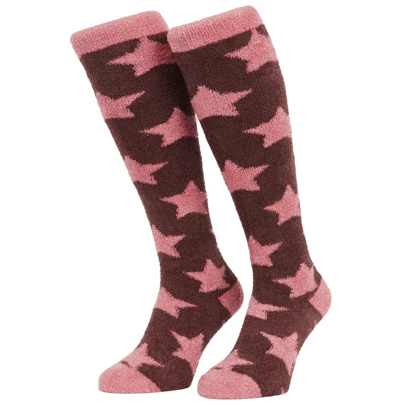 LeMieux Sasha Star Fluffies Adults Tall Socks - Damson