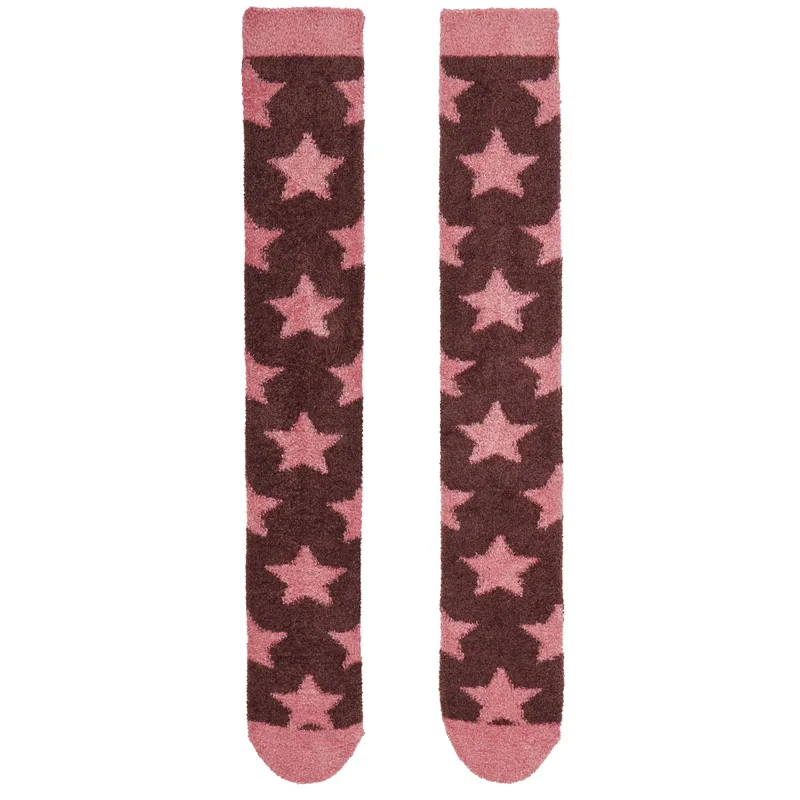 LeMieux Sasha Star Fluffies Adults Tall Socks - Damson-1