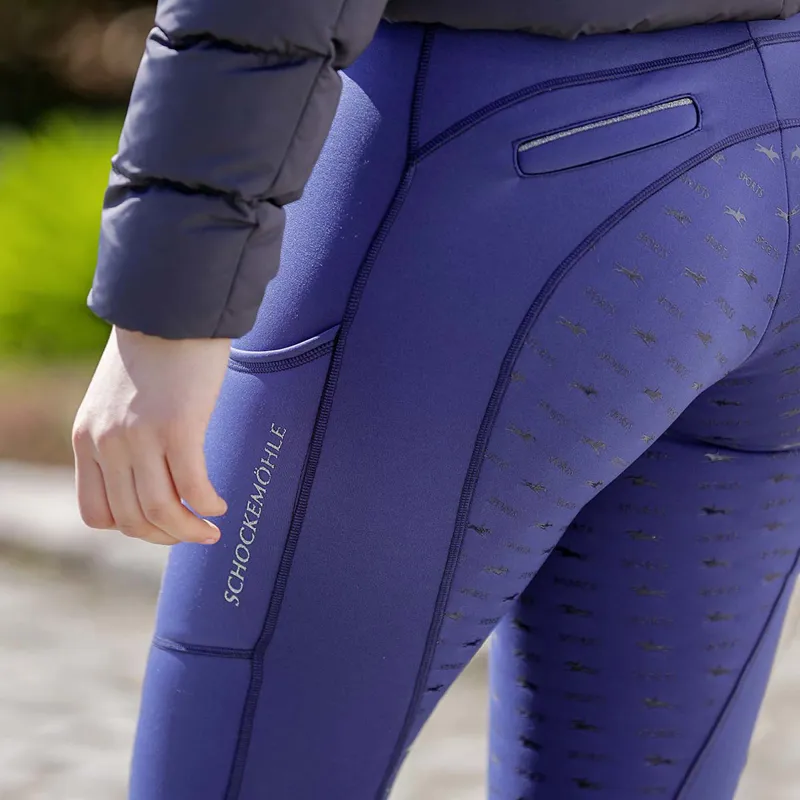 Schockemohle Winter II Full Grip Riding Tights - Jeans Blue - UK4-2