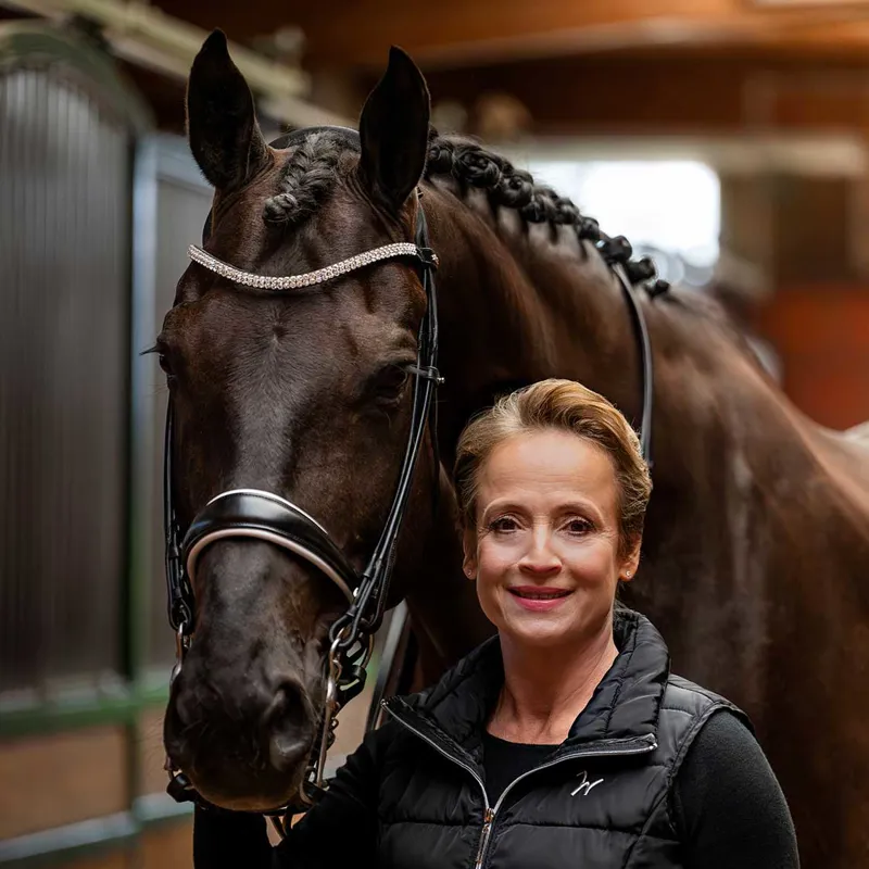 Schockemohle Isabell Werth Bella Rose Double Bridle - Black/White-6