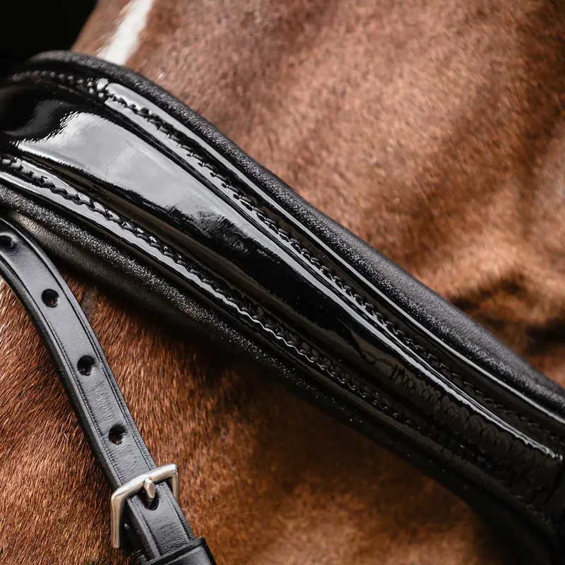 Schockemohle Isabell Werth Satchmo Rolled Flash Bridle - Black/Patent-3