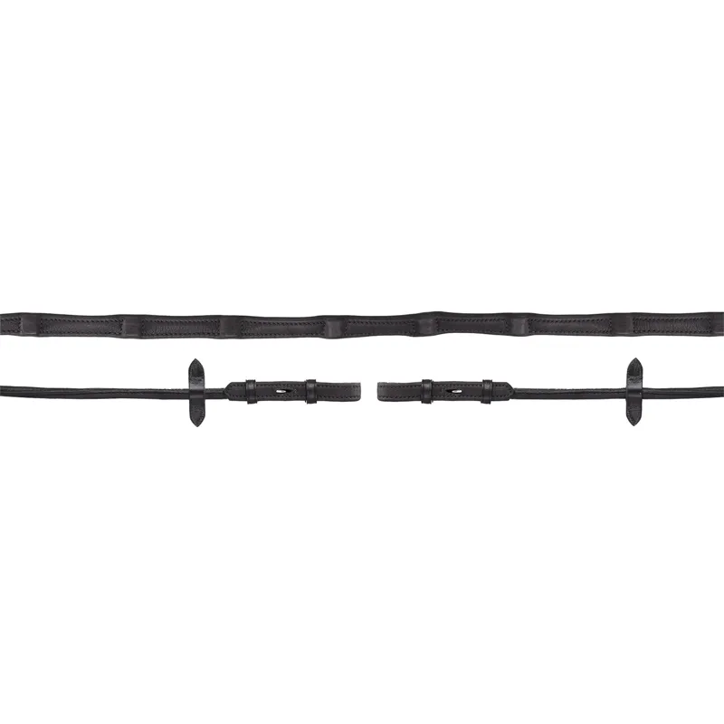 Schockemohle Durasoft Rolled Hook and Stud Reins - Black/Silver