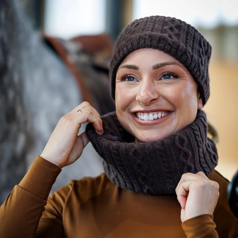Schockemohle Glamour Womens Fleece Neck Tube - Mocca-1