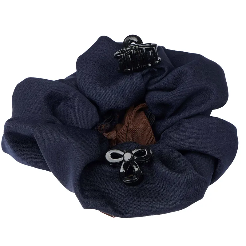 LeMieux Scrunchie with Crystal Hair Net - Navy/Brown-1