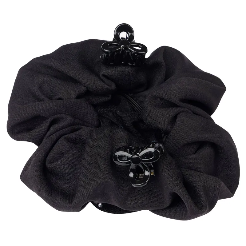 LeMieux Scrunchie with Crystal Hair Net - Black/Black-2