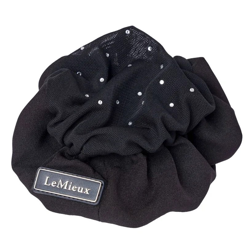 LeMieux Scrunchie with Crystal Hair Net - Black/Black-3
