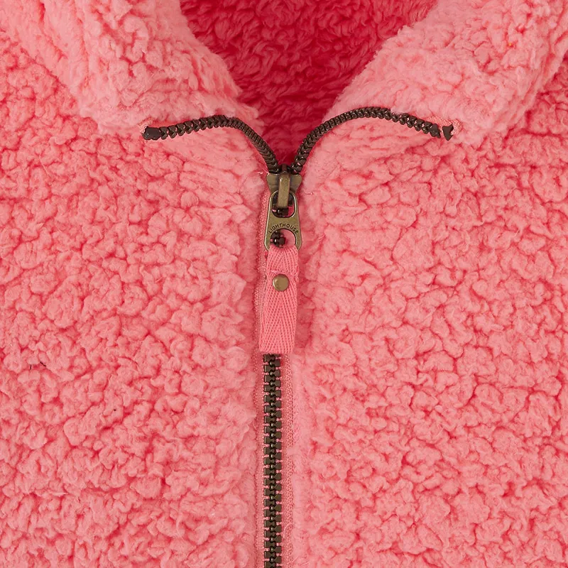 Lighthouse Seashell Ladies Zip Fleece Sweater - Coral-7