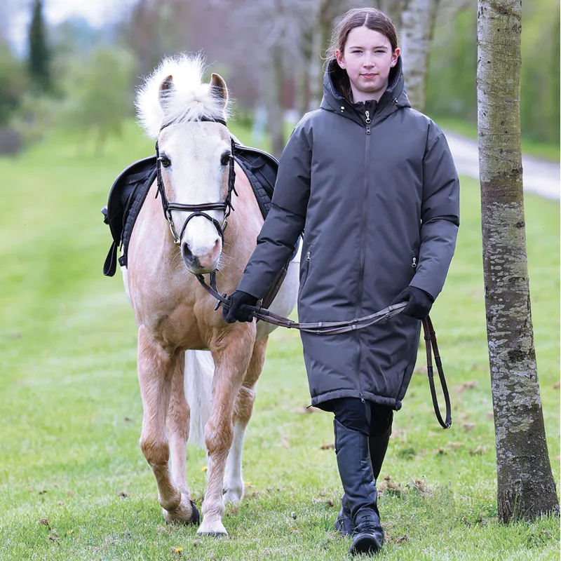 Equetech Shield Reversible Waterproof Junior Girls Coat - Graphite-6