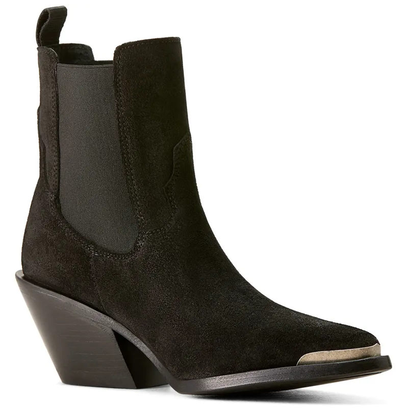 Ariat Womens Shiloh Western Boots - Distressed Black Suede-4