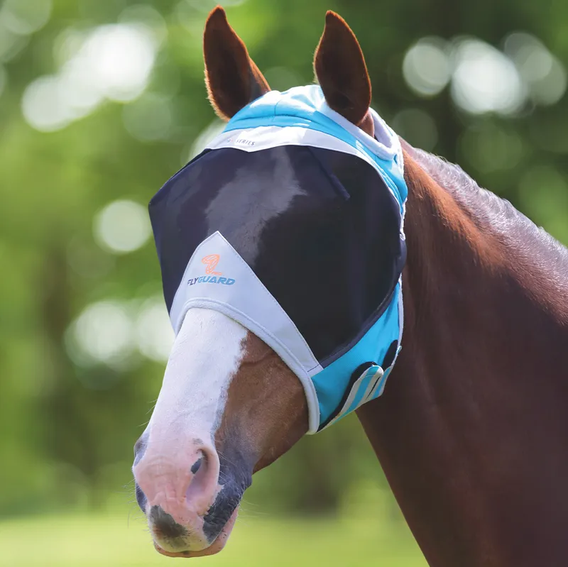 Shires FlyGuard Pro Fine Mesh Fly Mask with Ear Holes - Teal