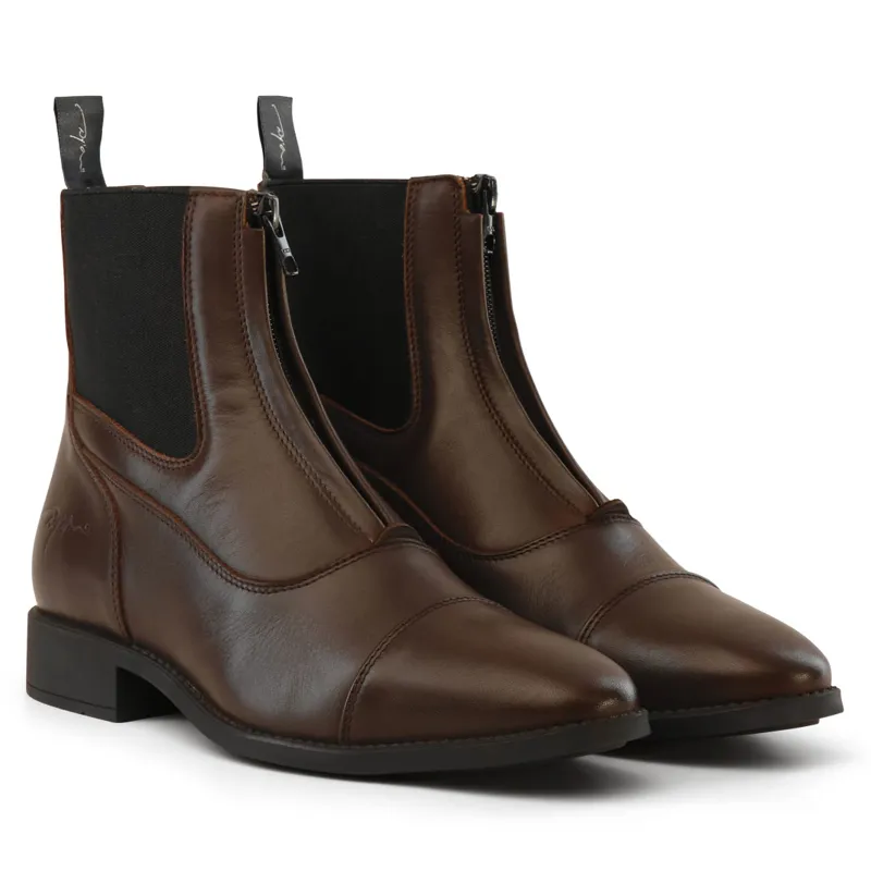 Dy'on Front Zip Short Riding Boots - Brown-2