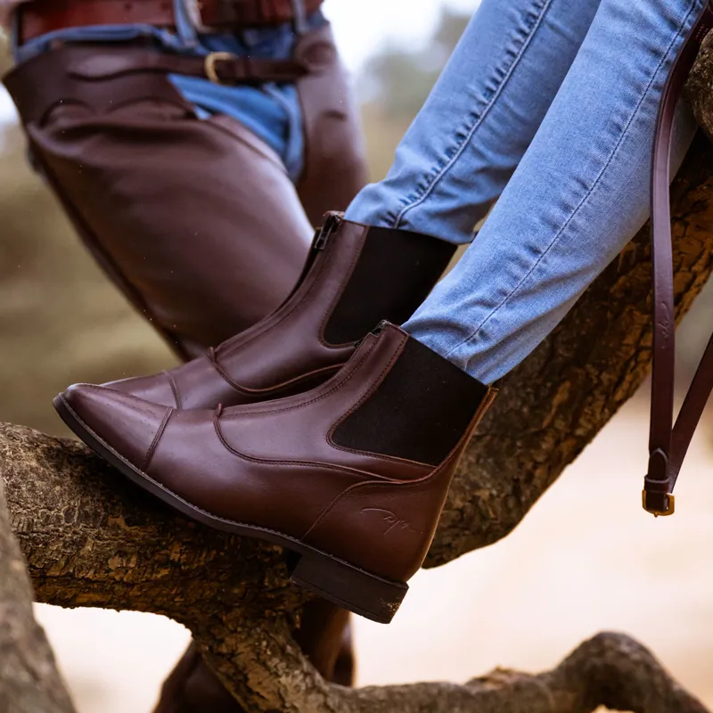 Dy'on Front Zip Short Riding Boots - Brown-7