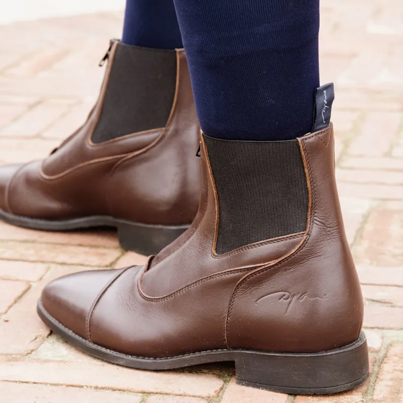 Dy'on Front Zip Short Riding Boots - Brown-9
