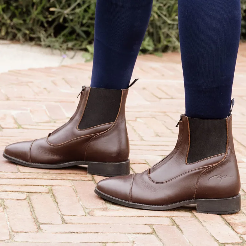 Dy'on Front Zip Short Riding Boots - Brown