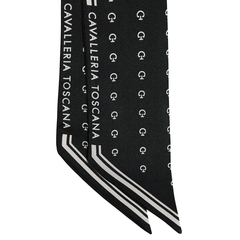 Cavalleria Toscana Jacquard Logo Silk Scarf - Black-1