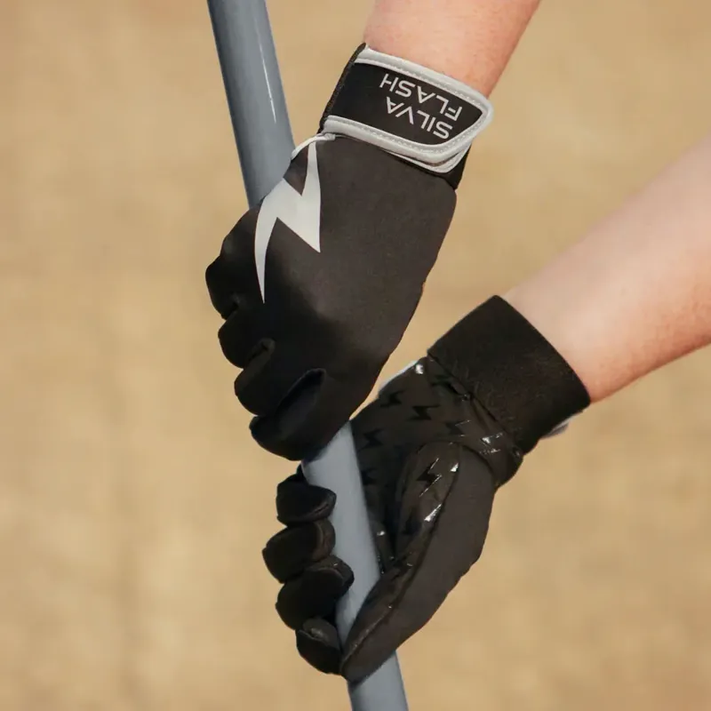 Hy Equestrian Silva Flash Adults Riding Gloves - Black/Reflective-1