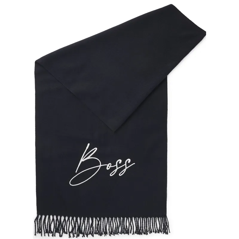 BOSS Equestrian Soft Logo Scarf - Sky Captain-3