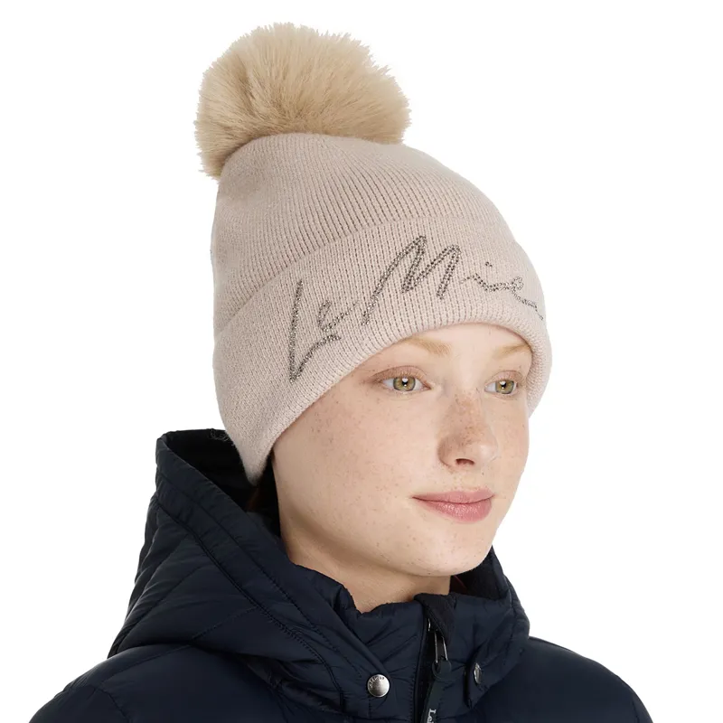 LeMieux Sparkle Beanie Bobble Hat - Stone-4