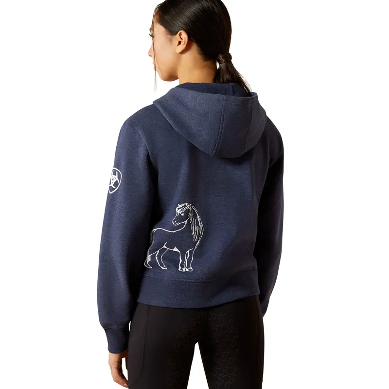 Ariat Spiffy Junior Girls Full Zip Sweatshirt - Navy Heather-4