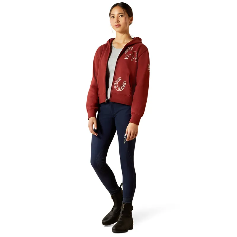Ariat Spiffy Junior Girls Full Zip Sweatshirt - Madder Brown-4