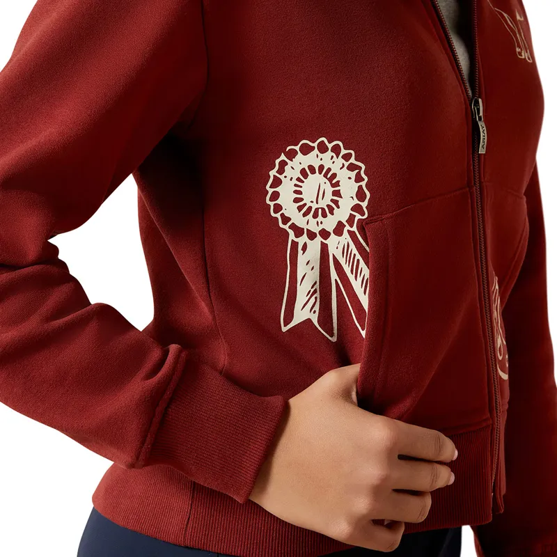 Ariat Spiffy Junior Girls Full Zip Sweatshirt - Madder Brown-3