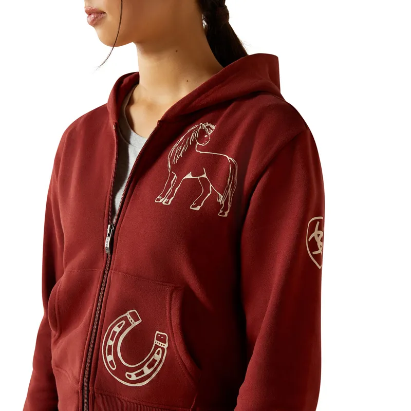 Ariat Spiffy Junior Girls Full Zip Sweatshirt - Madder Brown-2