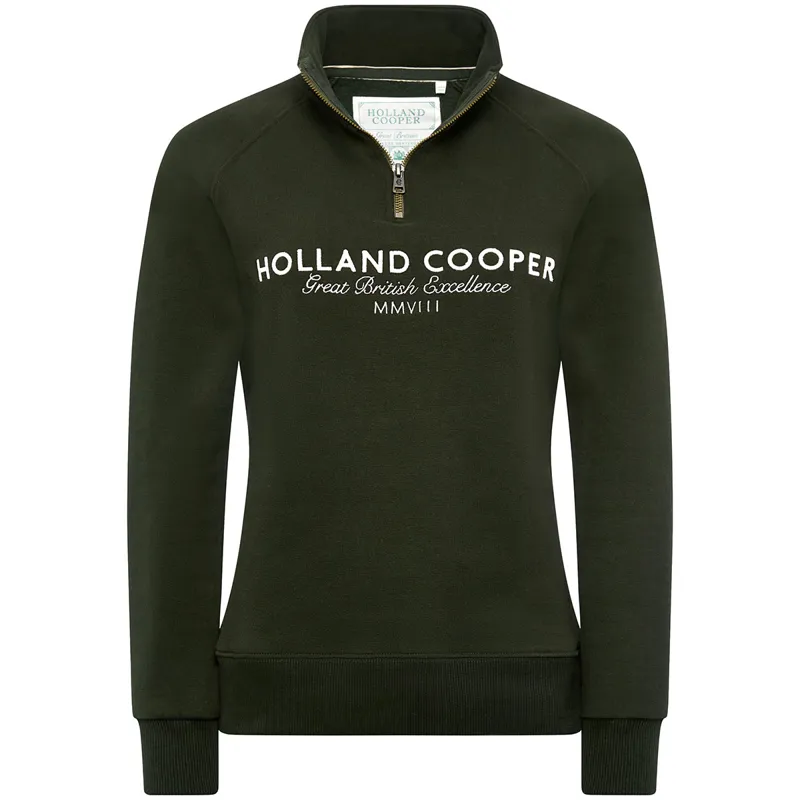 Holland Cooper Sporting Goods Henley Womens Quarter Zip - Racing Green-1