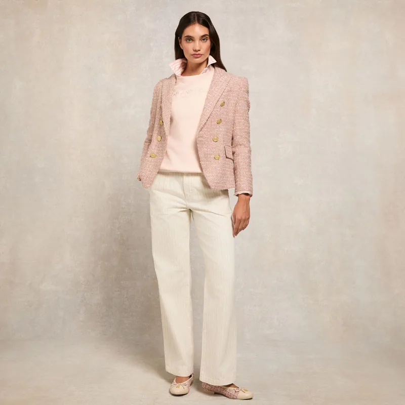 Holland Cooper Sporting Heritage Ladies Crew Pullover - Pale Pink-6