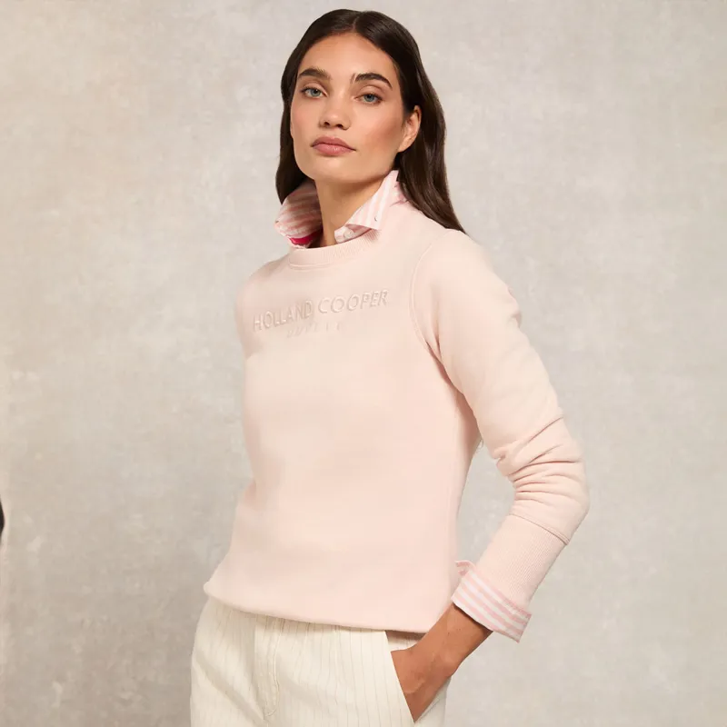 Holland Cooper Sporting Heritage Ladies Crew Pullover - Pale Pink-1