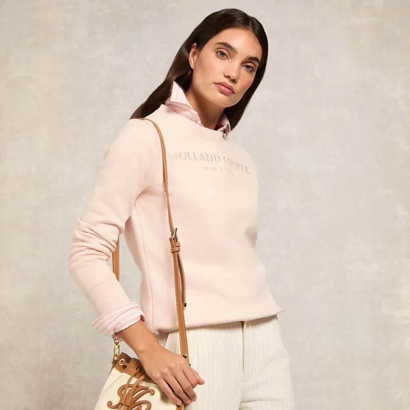 Holland Cooper Sporting Heritage Ladies Crew Pullover - Pale Pink-8