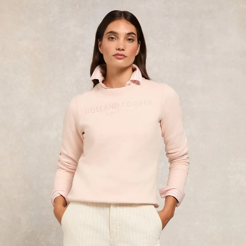 Holland Cooper Sporting Heritage Ladies Crew Pullover - Pale Pink
