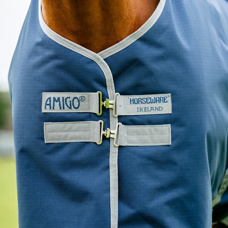 Amigo Ripstop 900D Standard Neck 0g Turnout Rug - Navy/Titanium Grey-2