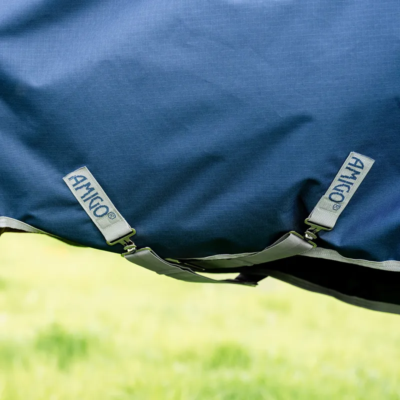 Amigo Ripstop 900D Standard Neck 0g Turnout Rug - Navy/Titanium Grey-3