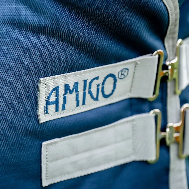 Amigo Ripstop 900D Standard Neck 0g Turnout Rug - Navy/Titanium Grey-4