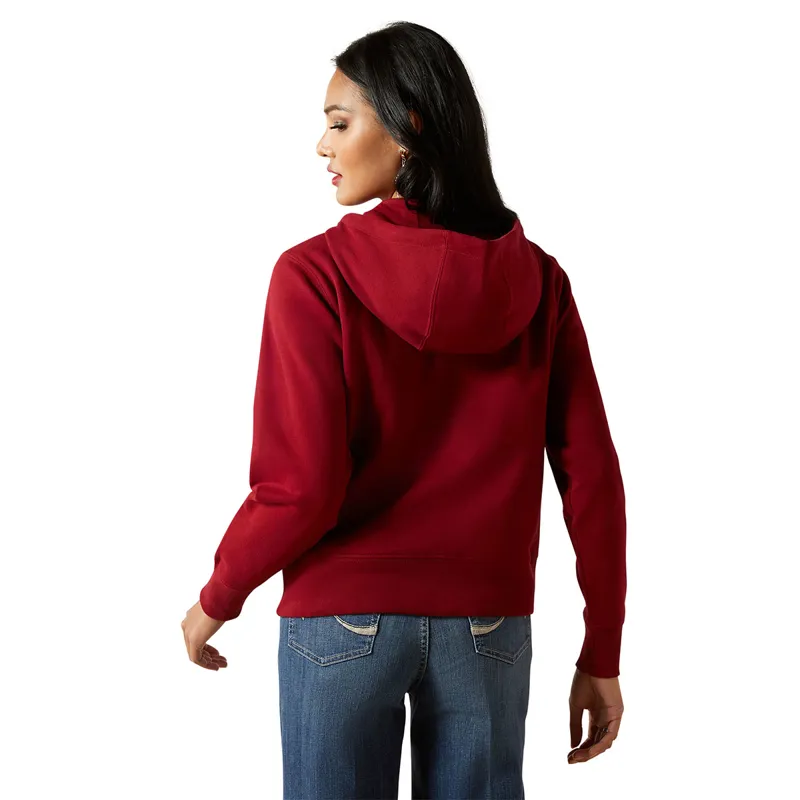 Ariat Stitched Full Zip Womens Hoodie - Biking Red-3