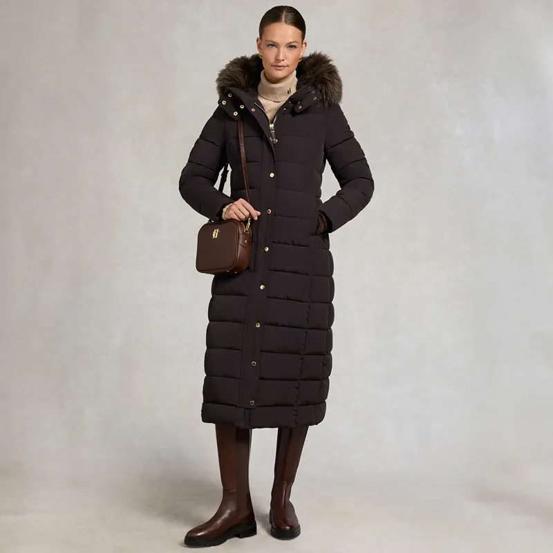 Holland Cooper Stoneleigh Womens Longline Quilted Coat - Chocolate-4