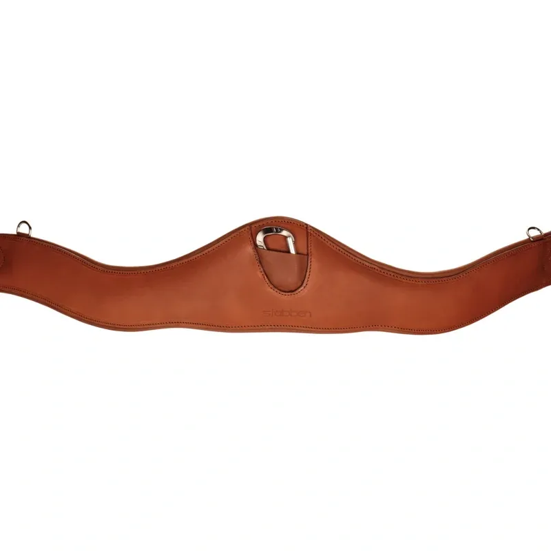 Stubben Contour Leather Girth with Elastic Ends - Cognac-1