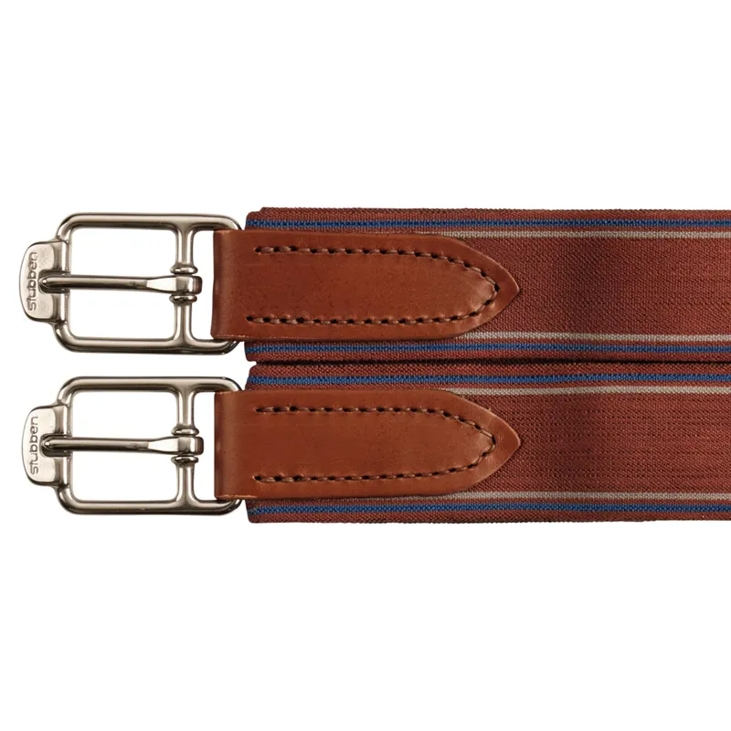Stubben Contour Leather Girth with Elastic Ends - Cognac-2