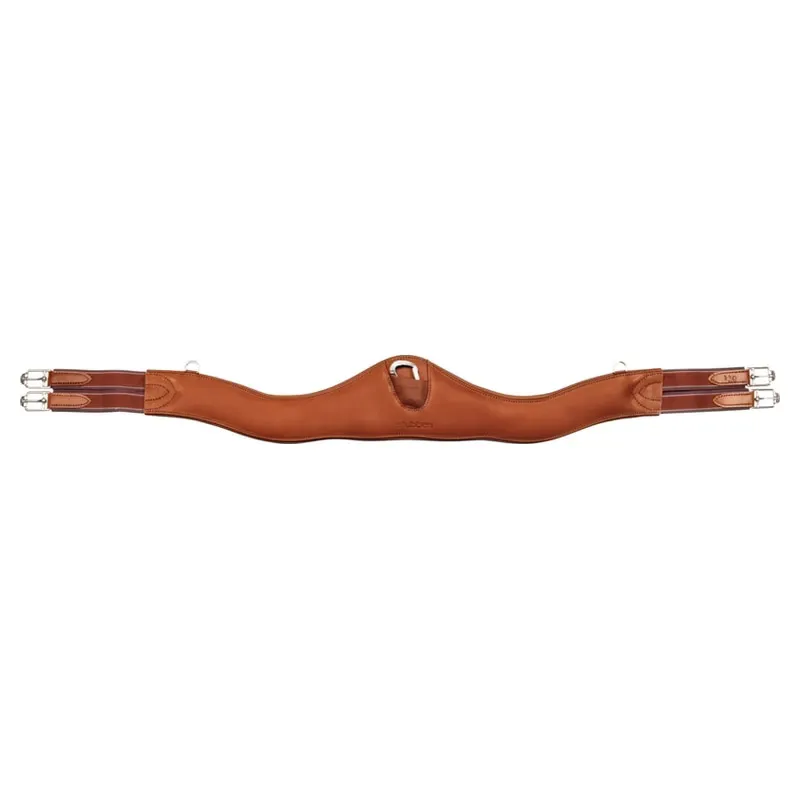 Stubben Contour Leather Girth with Elastic Ends - Cognac