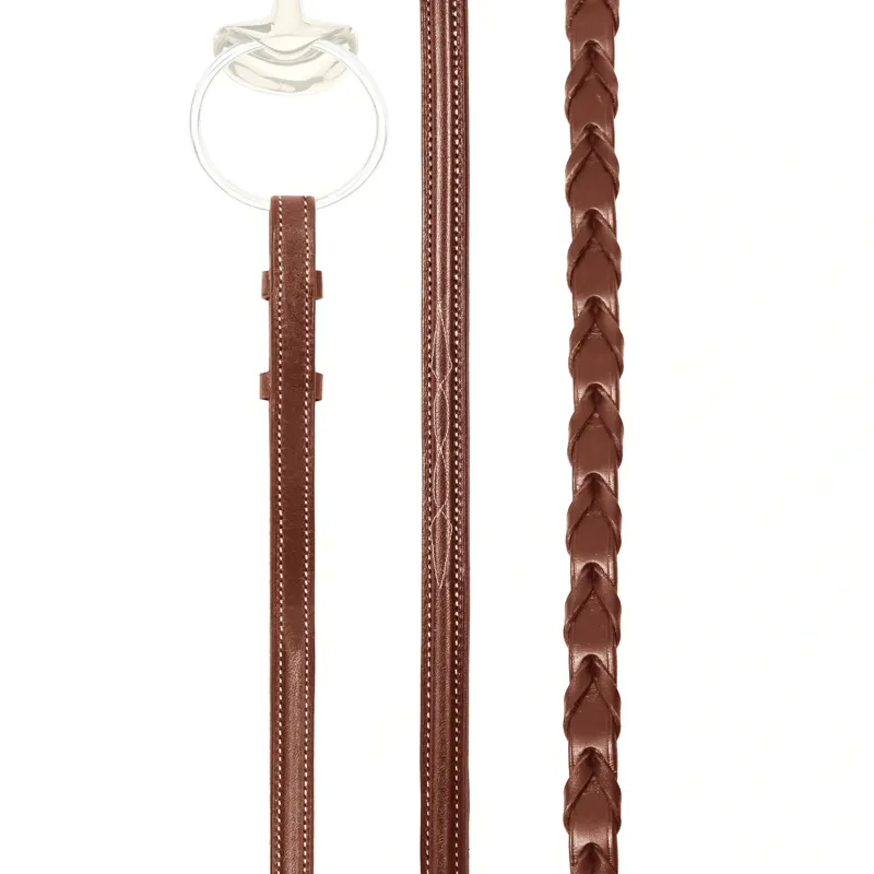 Stubben Plaited Leather Reins - Ebony/Silver