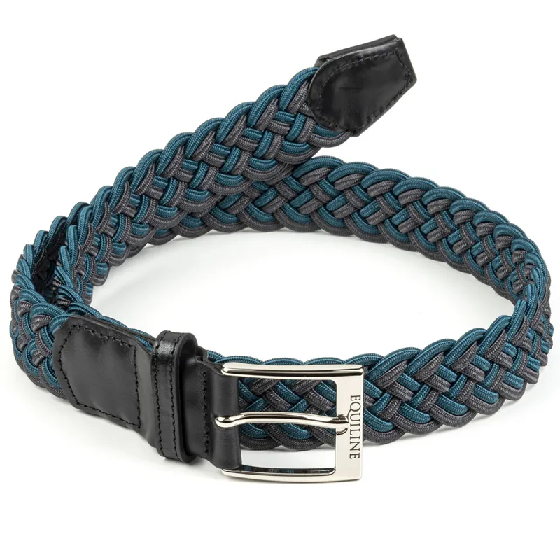 Equiline Efele Unisex Elastic Braided Belt - Tahitian Tide/Grey