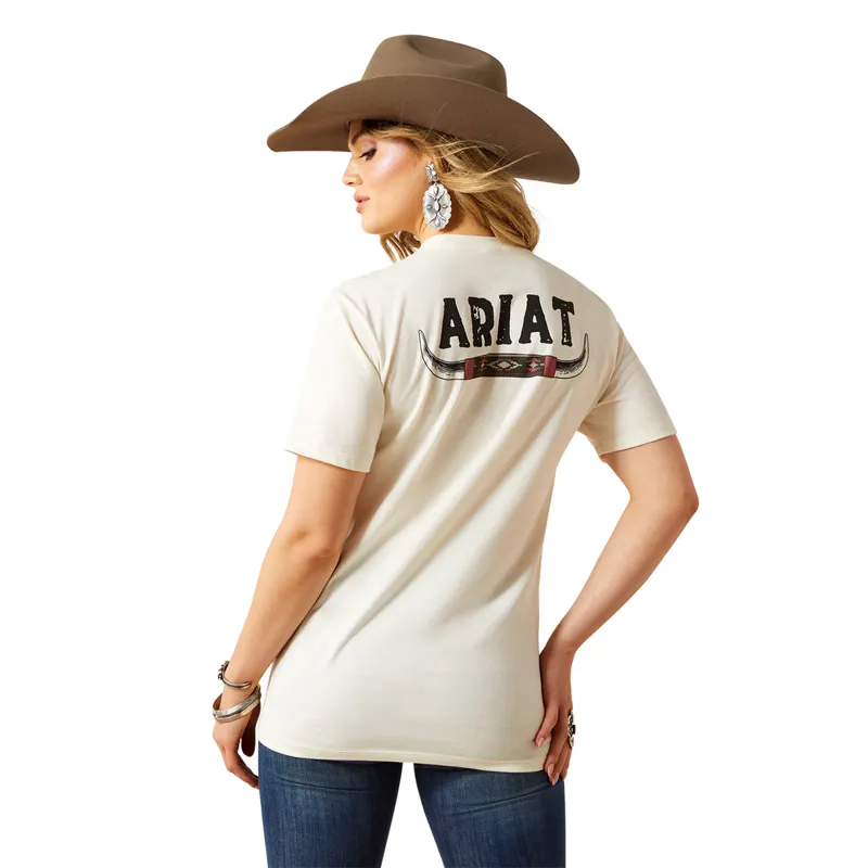 Ariat Bull Horns Womens Tee - Natural-6