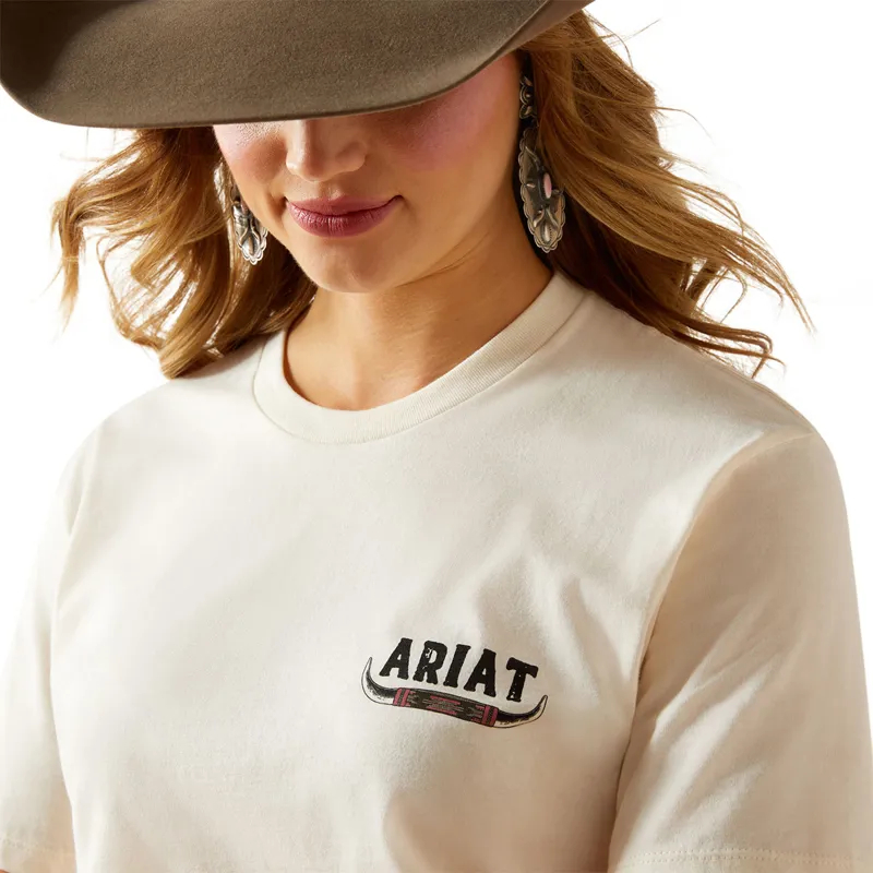 Ariat Bull Horns Womens Tee - Natural-5